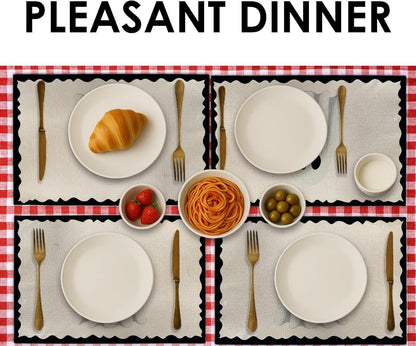 Halloween Ghost Placemats, 4Pcs Black&White Washable Heat Resistant 12×18 Inch Table Mats Cute Place Mats for Party Outdoor Decoration Kitchen Dining Décor