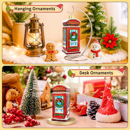 Telephone Booth Christmas Tree Ornaments,Hand-Blown Glass Ornaments,London Phone Booth Watcher Collection Figurines Hanging Ornament,Christmas Decorations for Holiday Party Home Gift