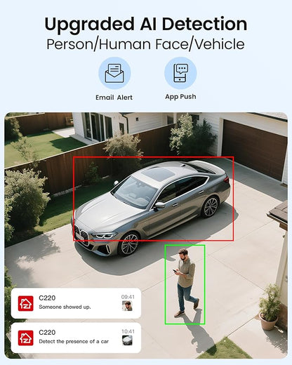 ZOSI C220 4K 8MP 8CH POE NVR Security Camera System (16CH Expandable), 8 x 8MP PoE IP Dome Cameras Outdoor Indoor, AI Human/Vehicle/Face Detection, One-Way Audio, 100ft IR Night Vision, 2TB HDD