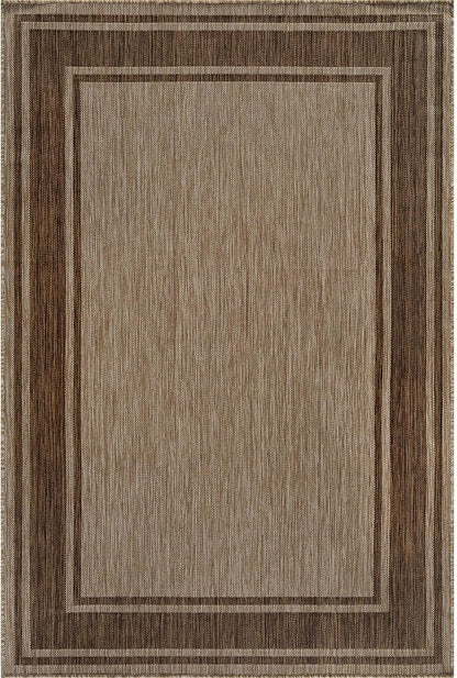 Beverly Rug Outdoor Rug 8x10 Modern Bordered Area Rugs for Indoor and Outdoor Patio Deck Porch Garden Waterproof Weather Sun Resistant Washable Outside Carpet (8 x 10 Jute)