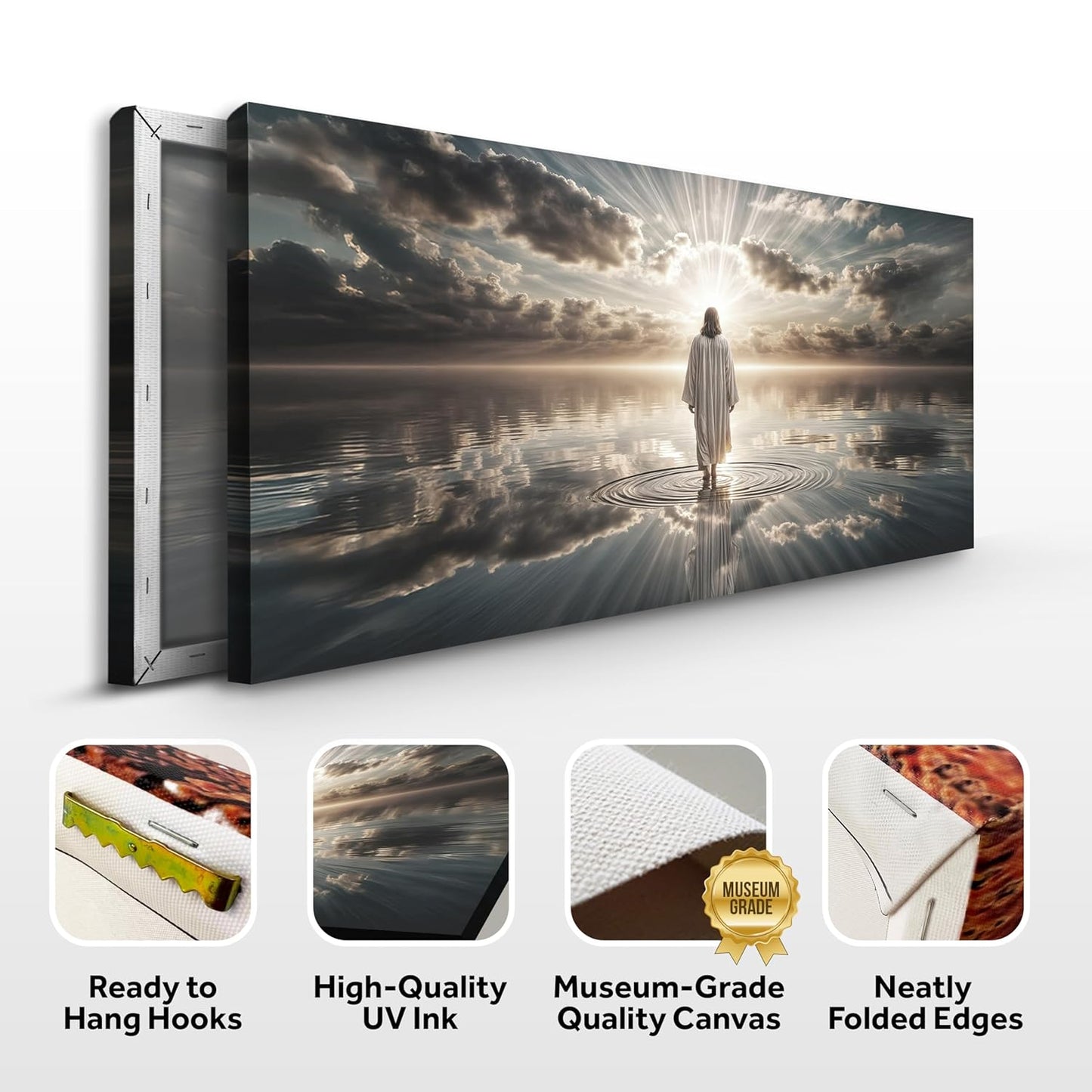 TAILORED CANVASES Jesus Walking on Water Canvas – Christian Wall Art, Jesus Canvas Wall Art, Jesus Pictures for Wall, Jesus Walks Jesus Poster, Jesus Art, Jesus Walking on Water Wall Art - 30x60