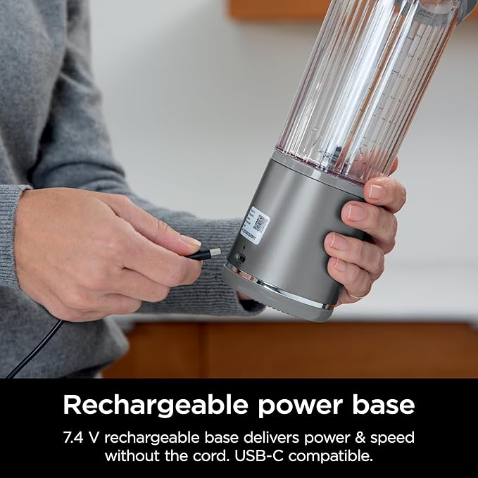 Ninja Blast Portable Blender & Accessories, Cordless, 18oz. Vessel, Personal Blender for Shakes & Smoothies, Leakproof Lid & Sip Spout, USB-C Cord, Dishwasher Safe Parts, BPA Free, Grey, CL155AGY