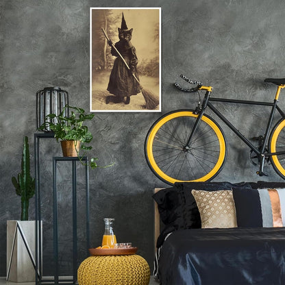 Halloween Decor Posters Black Cat Witch Canvas Wall Art Vintage Spooky Print Of Gothic Room Family Dark Academia Decorations Creepy Picture Poster Aesthetic 12X16inch Unframed