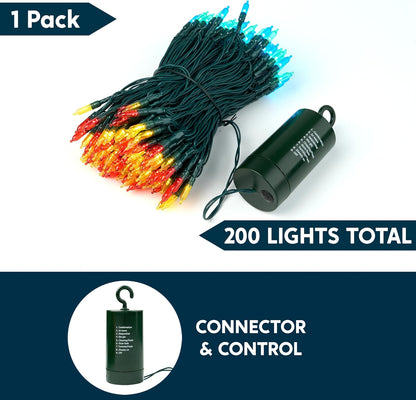 Joiedomi LED Christmas String Lights,200 Count 66.3FT Battery Operated Christmas Tree Fairy Lights with 8 Modes,Multifunction Green Wire for Xmas Decor Party Holiday House,Multicolor