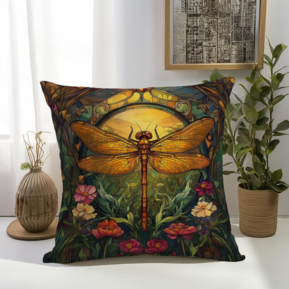YOU FOUND ME William Morris Abstract Vintage Floral Dragonfly Design Throw Pillow Covers Home Decor, Retro Art Deco Pillowcase Cushion Cover for Bed Sofa Living Room, Square 18x18inch (Dragonfly)