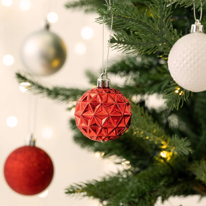 Valery Madelyn Christmas Tree Decorations Ornament Set for Fall Halloween, 50ct 2 Inches Red and White Shatterproof Christmas Ball Ornaments Hanging Xmas Holiday Party Decor