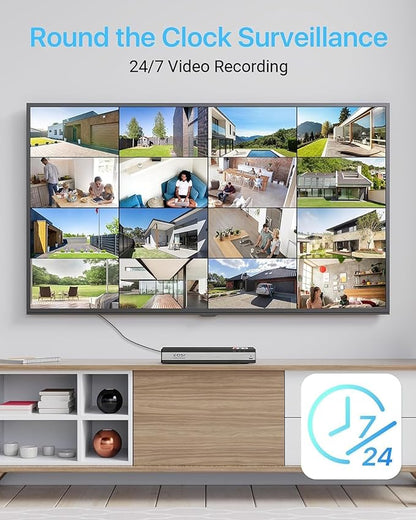 ZOSI 4K 16CH PoE Home Security Cameras System with 4TB Hard Drive,8MP 16 Channel CCTV NVR,12pcs 5MP Outdoor PoE Cameras,120ft Night Vision,Person Vehicle Detection,Remote Access,for 24/7 Recording