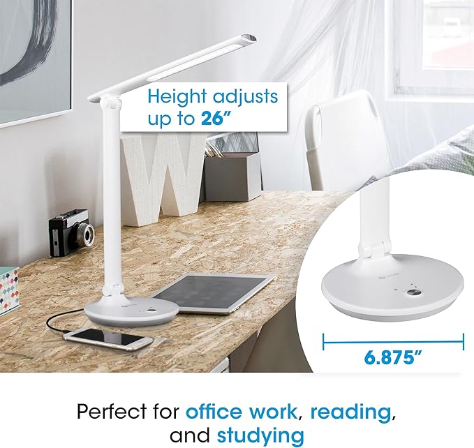 OttLite Desk Lamp with USB Charging & Good Housekeeping Sanitizing Light, LED Desk Lamp, Book & Reading Lights, Touch Activated, Flexible Neck, Stand & Desk Light for Home Office
