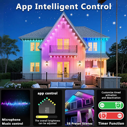 300FT Permanent Outdoor RGB Lights, IP67 Waterproof Smart Eave Lighting, with App/Remote Control Eaves Light, DIY LED Scenes Modes for House Roof Decor,Christmas,Party,All Holiday and Daily