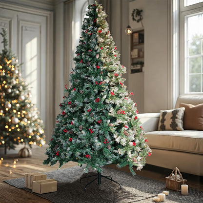 Prelit Christmas Tree with Lights 7.5ft - Premium Artificial Christmas Tree, with 1364 Branch Tips and 550 Warm Lightsm, Support Automatique, Easy Assembly,Perfect Choice for Xmas Decorations