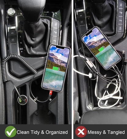 KIYODA USB C to Lightning Cable 6FT 2Pack, Coiled iPhone Charger USB C Fast Charging for Car Short iPhone Cord for iPhone14/13/12/11 Pro Max/iPad/CarPlay-Red