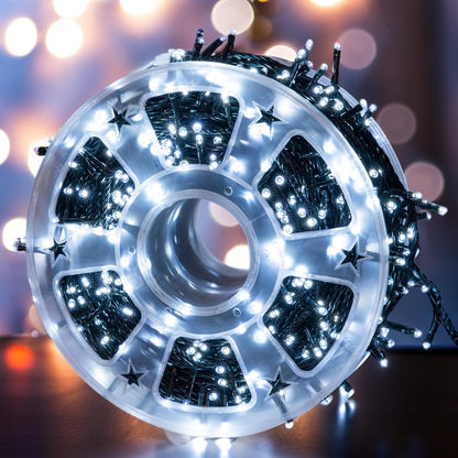 Dazzle Bright 164 FT 500 LED Christmas String Lights, Waterproof Green Wire String Lights with 8 Modes, Outdoor Christmas Decorations for Indoor Garden Party Yard Decor (White)