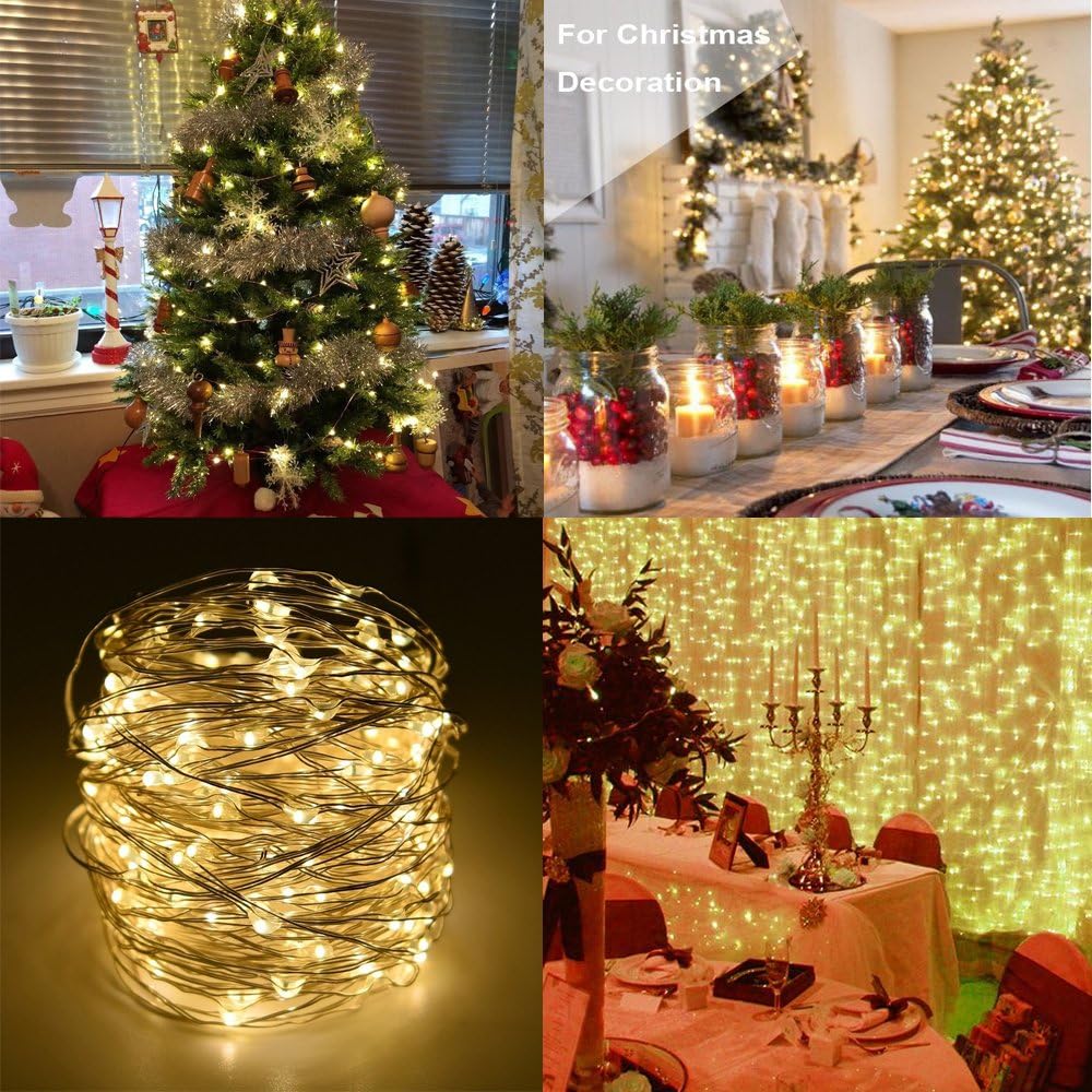 4 Pack Battery Operated Fairy String Lights, 8 Modes 5M Silver Wire with Remote & Timer - 50 LEDs Waterproof for Bedroom, Wedding, Christmas, Party Decorations