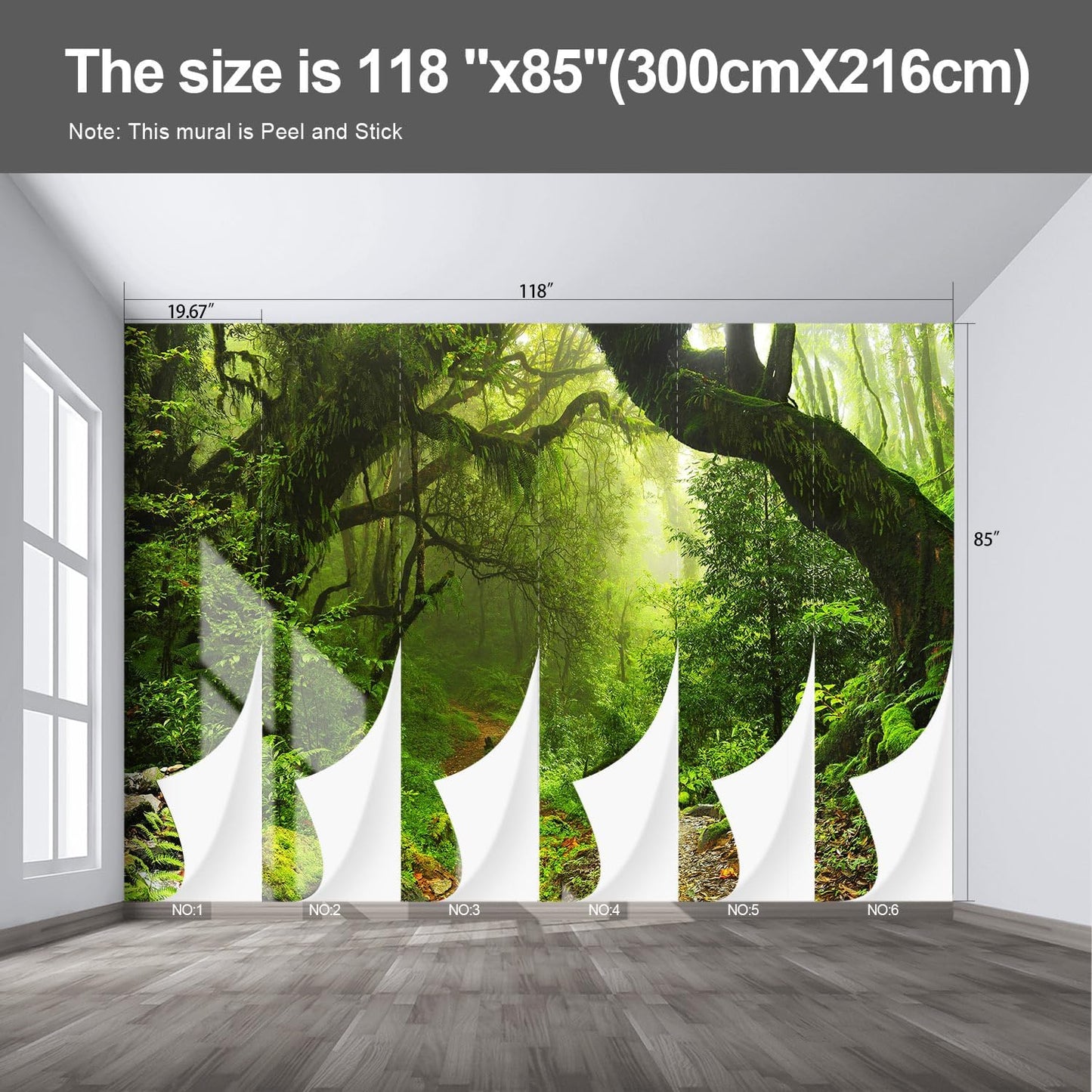 Forest Landscape Wall murals Woodland Tree Peel and Stick Wallpaper for Bedroom Living Room - 85"x118"
