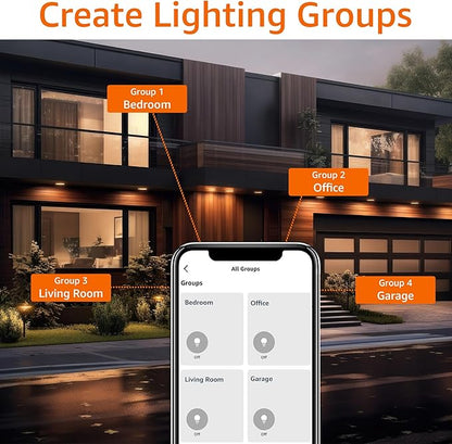 Amazon Basics Smart BR30 LED Light Bulbs for Bedroom Living Room, Dimmable Soft White (2700K), 9W (60W Equivalent), 800LM, Voice Control, Works with Alexa Only, 2.4 GHz Wi-Fi, No Hub Required, 4-Pack