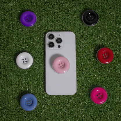 Solid Color Button Phone Grip – Minimalist Design, Durable and Lightweight, Grip and Stand for Smartphones (Hot Pink, Adhesive Type)