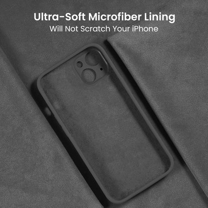 FireNova Designed for iPhone 13 Case, Silicone Upgraded [Camera Protection] Phone Case with [2 Screen Protectors], Soft Anti-Scratch Microfiber Lining Inside, 6.1 inch, Space Gray
