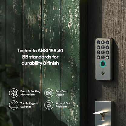 igloohome (NEW!) Deadbolt Go Smart Lock (Satin Nickel) w/Fingerprint, Digital Keys, Remote PIN Codes, WiFi Bridge (Sold Separately) - Tested to ANSI Standards, Easy to Install.