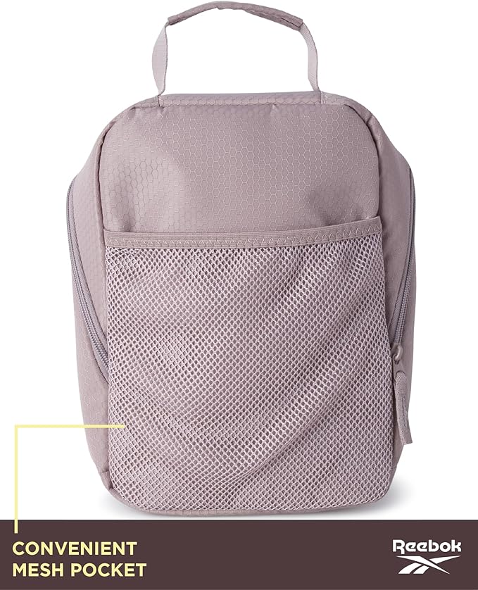 Reebok Mens and Womens Lunch Bag - Portable Insulated Work Lunch Box for Women and Men with Two Compartments and Handle, Size One Size, Quinn Taupe