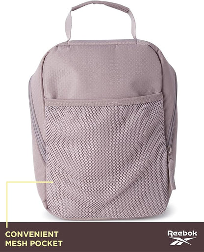 Reebok Mens and Womens Lunch Bag - Portable Insulated Work Lunch Box for Women and Men with Two Compartments and Handle, Size One Size, Quinn Taupe
