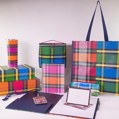 kate spade new york Insulated Lunch Tote, Small Lunch Cooler, Cute Lunch Bag for Women, Thermal Bag with Double Zipper Close and Carrying Handle, Grand Plaid Duo