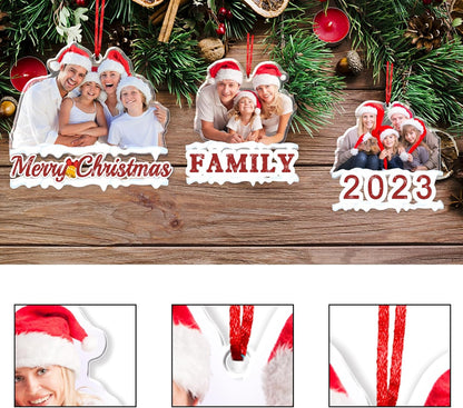 Personalized Photo Ornament Acrylic Custom Christmas Ornaments with Picture Customized Family Christmas Ornament 2023 for Tree Hanging Decoration Gift for Men Women Style 2