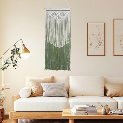JONKASIPA Macrame Wall Hanging Bohemian Handmade Tassel Wall Art Decorations,Green Fringe Chic Home Decor for Apartment Dorm Living Room Bedroom