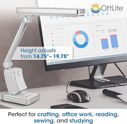 OttLite 13W Slimline Desk Lamp - Home, Office, Bedroom, or Reading (White)