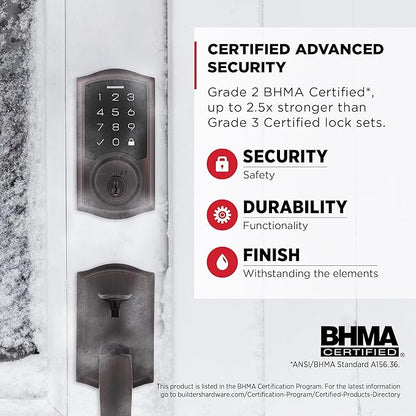 Kwikset SmartCode 270 Keyless Entry Electronic Touchpad Deadbolt Door Lock with Auto-Lock, Custom User Codes, Advanced Security in Venetian Bronze Traditional