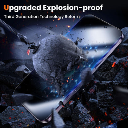UniqueMe for iPhone 14 Pro Privacy Screen Protector - [Military Grade Shatterproof & 9H+ Hardness] Screen Protector 14 Pro Tempered Glass Full Coverage Protection, Easy to install, 2 Packs
