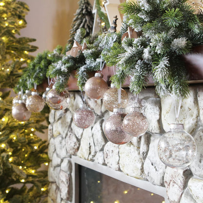 Sea Team Shatterproof Clear Plastic Christmas Ball Ornaments Decorative Xmas Balls Baubles Set with Stuffed Delicate Decorations (100mm/3.94 inch 16-Pack, Rose Gold)