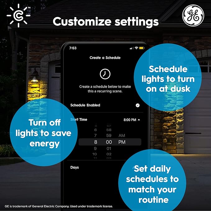 GE Lighting CYNC Smart LED Light Bulb, Color Changing Lights, Bluetooth and Wi-Fi Lights, Works with Alexa and Google Home, PAR38 Outdoor Floodlight (1 Pack)
