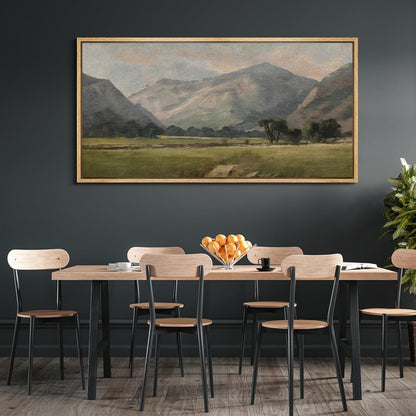 MUDECOR Extra Large Framed Canvas Print Wall Art Pastoral Beauty Classic Mountainous Landscape Illustrations Antique Retro Fine Art Illustrations Decorative Colorful for Bedroom - 60"x30"
