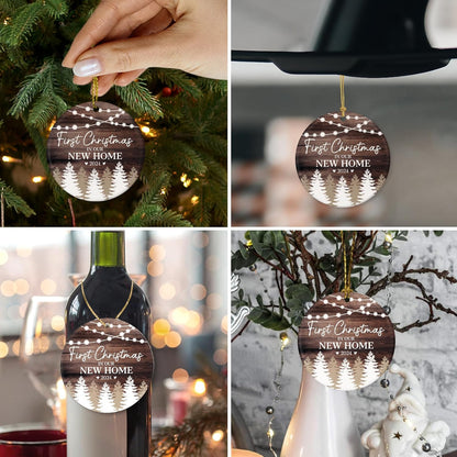 First Christmas in New Home Ornament 2024, Housewarming Gifts Ceramic Ornament, New Home Gift Ideas 2024 for Christmas, First Home Presents for Women, Couple