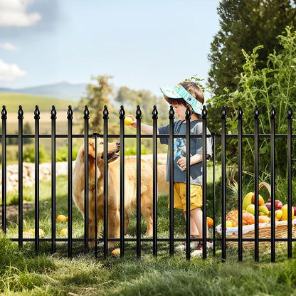 Metal Garden Fence 32 inch H x 24 inch W (5 Panels, Total Length 10 ft) No Need Dig Outdoor Rustproof Animal Barrier Fencing Border Fence for Dog, Patio,Yard, Landscape, Flower Bed