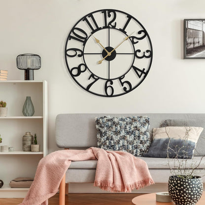 1st owned Large 24 Inch Silent Non-Ticking Wall Clock - Battery Operated, Metal Vintage Retro Decorative Modern Wall Clock for Bedroom, Kitchen, Office, Farmhouse Decor