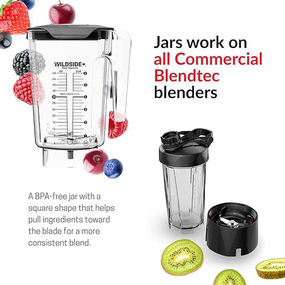 Blendtec Stealth X 885 - Brushless Commercial-Grade Blender with Sound Enclosure - Wildside + and FourSide Jar with Soft Lid - Black