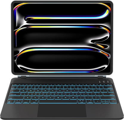 iPad Pro 13 inch case 2024 with Keyboard, Keyboard Case for iPad Pro 13-inch (M4, 2024) with 7 Colors Backlight, Multi-Touch Trackpad, Easy-Set Magnetic Stand, Auto Sleep/Wake (Black)