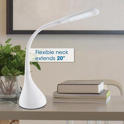 OttLite Creative Curves LED Desk Lamp with Adjustable Neck - Dimmable with 4 Brightness Settings & Energy Efficient Natural Daylight LEDs for Home Office, Computer Desk, & Dorms
