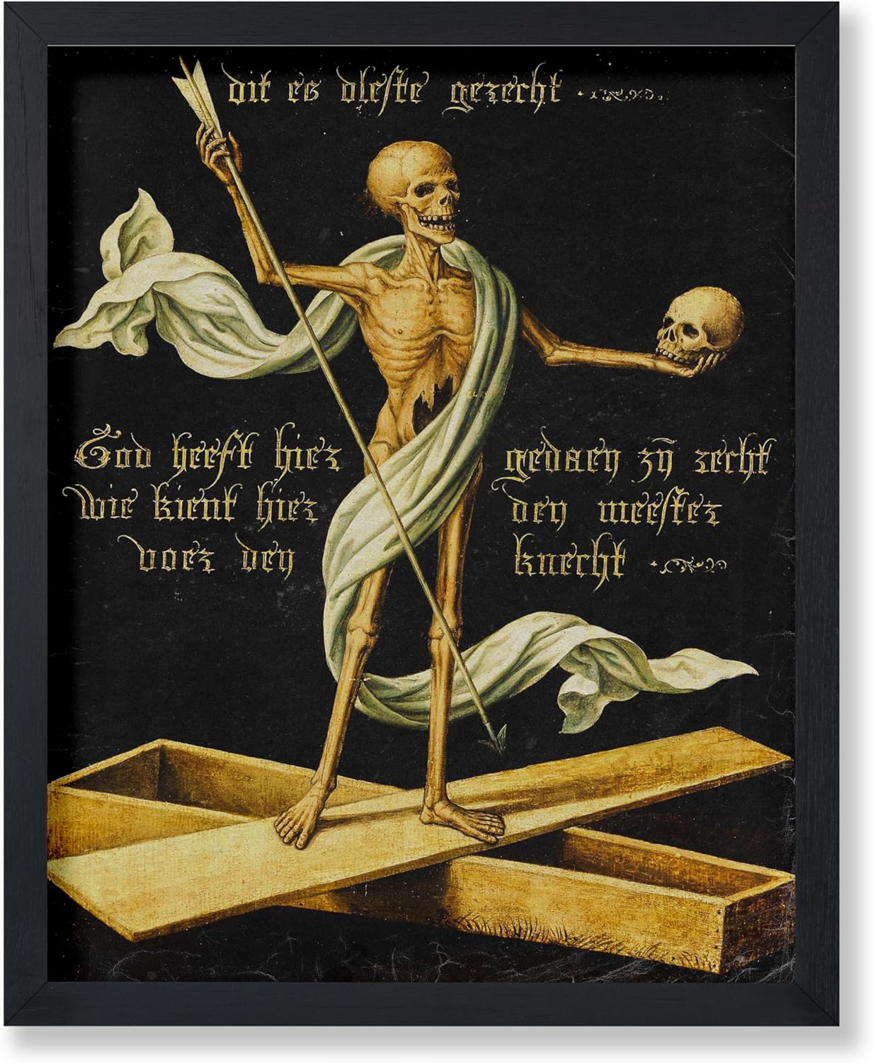 Poster Master Vintage Medieval Poster - Retro Gothic Print - Gift for Artist, Friend - Allegory of Life and Death, Skeleton, Dark, Skull - Wall Decor for Home, Living Room, 24x32 Unframed Wall Art