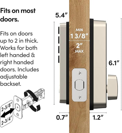 igloohome (NEW!) Deadbolt Go Smart Lock (Satin Nickel) w/Fingerprint, Digital Keys, Remote PIN Codes, WiFi Bridge (Sold Separately) - Tested to ANSI Standards, Easy to Install.