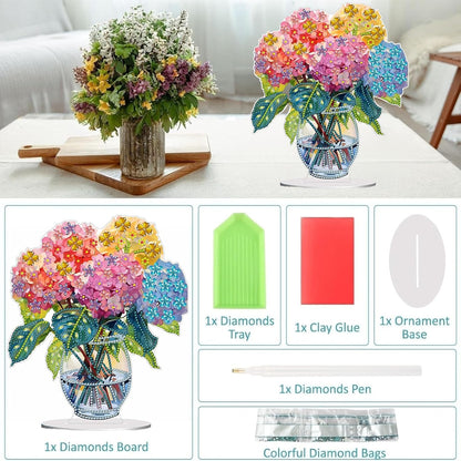 Diamond Painting Kits for Adults Beginners, 5D Full Drill Flowers Crystal Art Desktop Ornament, DIY Single Sided Home Office Desk Decor, Creative Craft Gift Set with Tools
