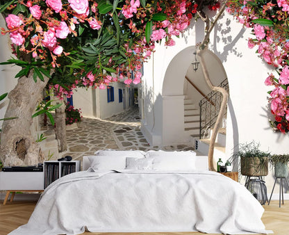 Traditional Backalleys of Amorgos Greece Wall Mural Wallpaper for Bedroom 178" x 117"