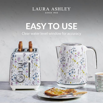 Laura Ashley Stainless Steel Electric Kettle 1.7 Liter - 1500W Rapid Boil Electric Kettles for Boiling Water - Electric Tea Kettles Automatic Shut Off - Overheat & Boil Dry Protection Jug Kettle