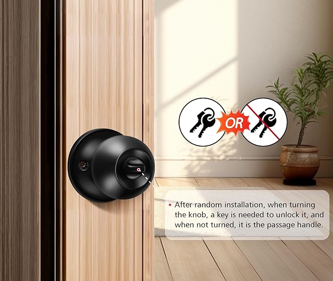 Front Door Lock Set | One Key for Two Lock | Keyless Entry Door Lock Deadbolt with Handle Set | Knob Handle