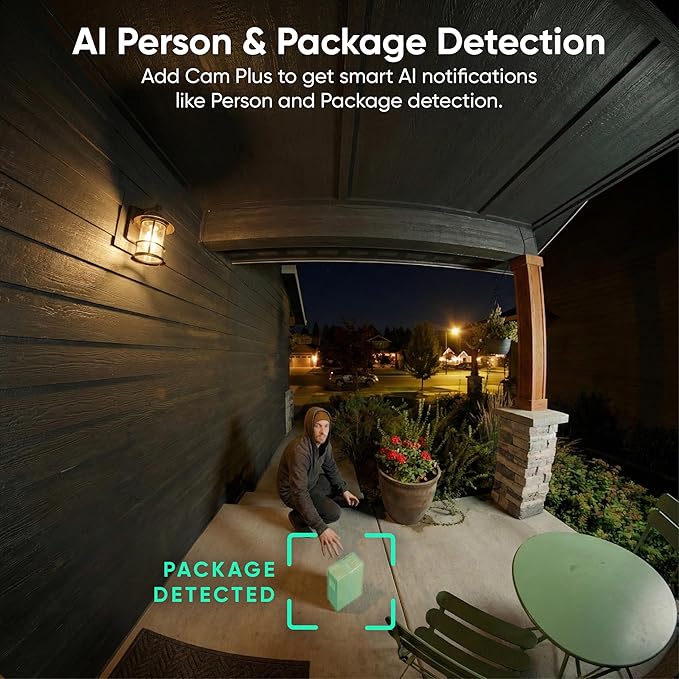 Wyze Battery Video Doorbell Wireless Camera, 1536x1536 HD+ with Color Night Vision, 2-Way Audio, 1:1 Head-to-Toe View, Person/Vehicle/Package Monitor, Wire-Free/Wired Option, 1 Minute Easy Setup