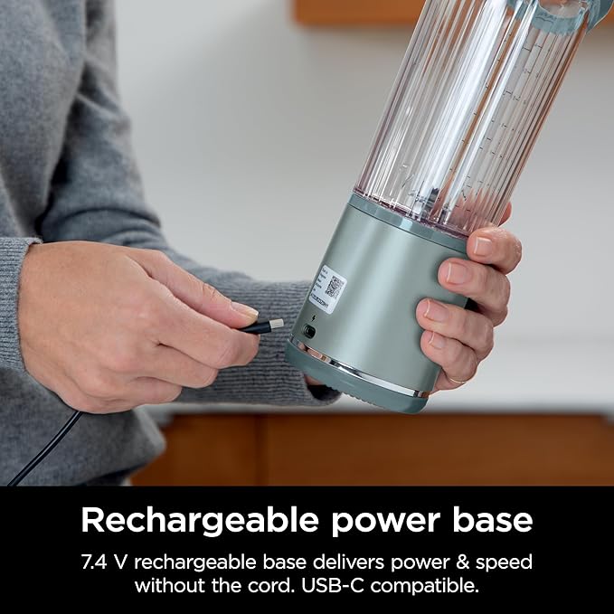 Ninja Blast Portable Blender & Accessories, Cordless, 18oz. Vessel, Personal Blender for Shakes & Smoothies, Leakproof Lid & Sip Spout, USB-C Cord, Dishwasher Safe Parts, BPA Free, Soft Sage, CL155ASG