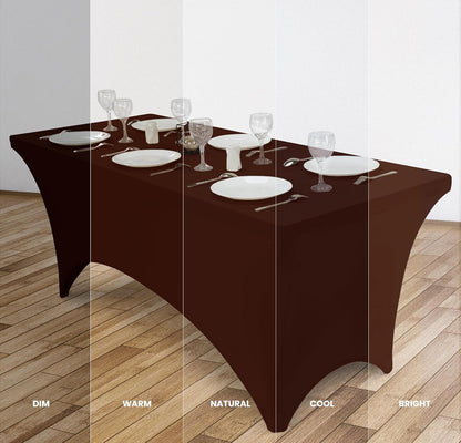Utopia Kitchen 6FT Spandex Tablecloth [1 Pack, Light Coffee] 200 GSM Stretch, Fitted, Washable and Wrinkle Resistant Table Cloth Rectangle Cover for Trade Shows, Wedding, Parties [72Lx30Wx30H Inch]