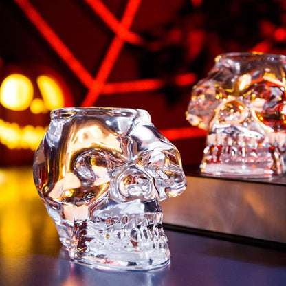 Diamond Star Glass Candle Holder Skull Halloween Tealight Candle Holder Decorative Votive Candle Holders for Home Party (clear)
