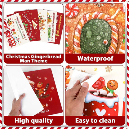 Gingerbread Christmas Placemats Set of 6 Gingerbread Candy Plastic Table Mats Hot Cocoa Place Mats Xmas Gnome Tree Washable Table Decoration for Indoor Outdoor Party Kitchen Dining